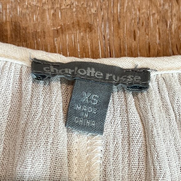 Charlotte Russe Lace Eyelet Trim Cold Shoulder Top - Like New! Ivory Cream - Picture 3 of 5